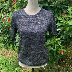 Vintage Brenda French “French Rags” Silver Fitted Short Sleeve Top Size 2